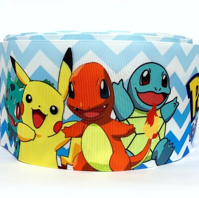 GROSGRAIN RIBBON 5/8'', 7/8'',1.5'', 3'' Cartoon Pokemon for Bows Christmas Printed