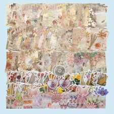 200 Pieces Vintage Ephemera Bundle Junk Journal Kit Scrapbook Supplies Paper Sti