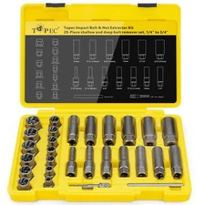Deep Bolt Extractor Set 28pcs 3/8" Drive Bolt Extractor Kit Spark Plug Extractor