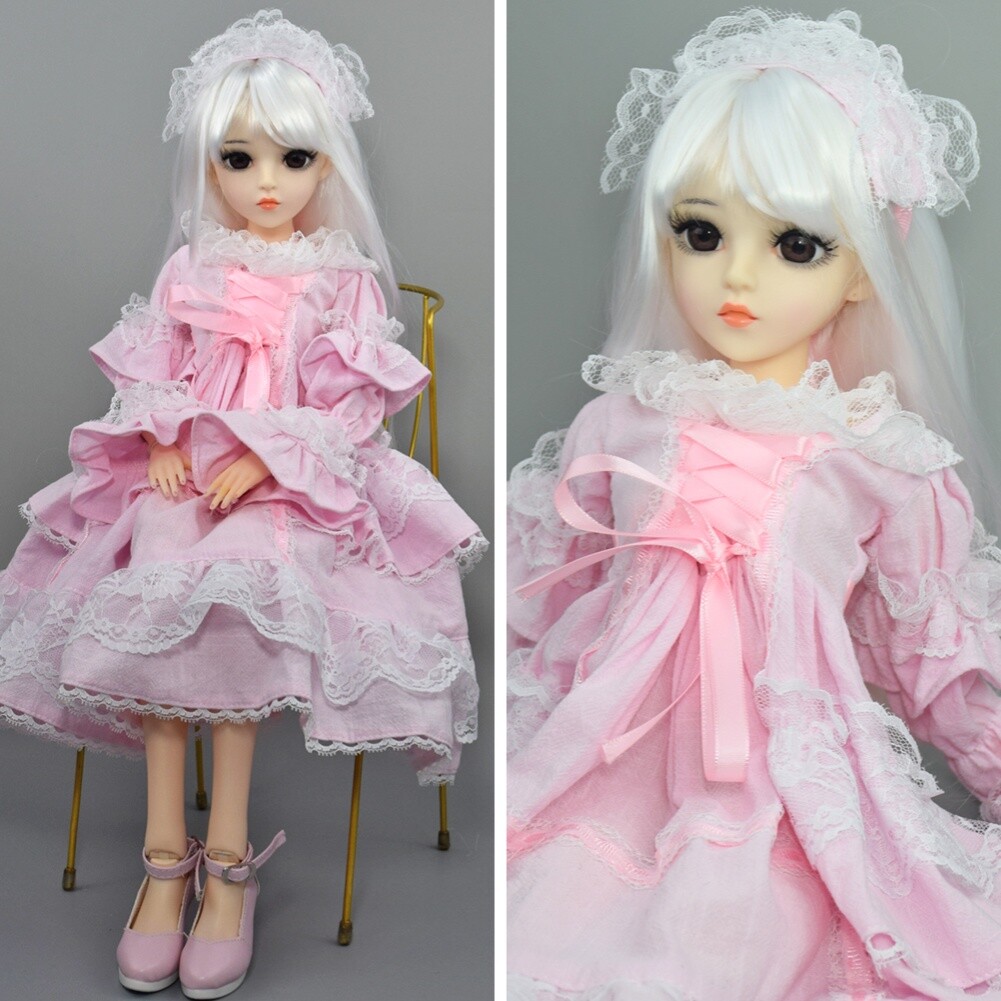 Lovely 1/3 BJD Doll Girls 60cm Ball Jointed with Eyes Face