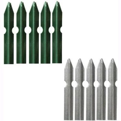 Set 5 Paletti a T per Recinzione Acciaio Plasticato Verde o Zincato per Giardini