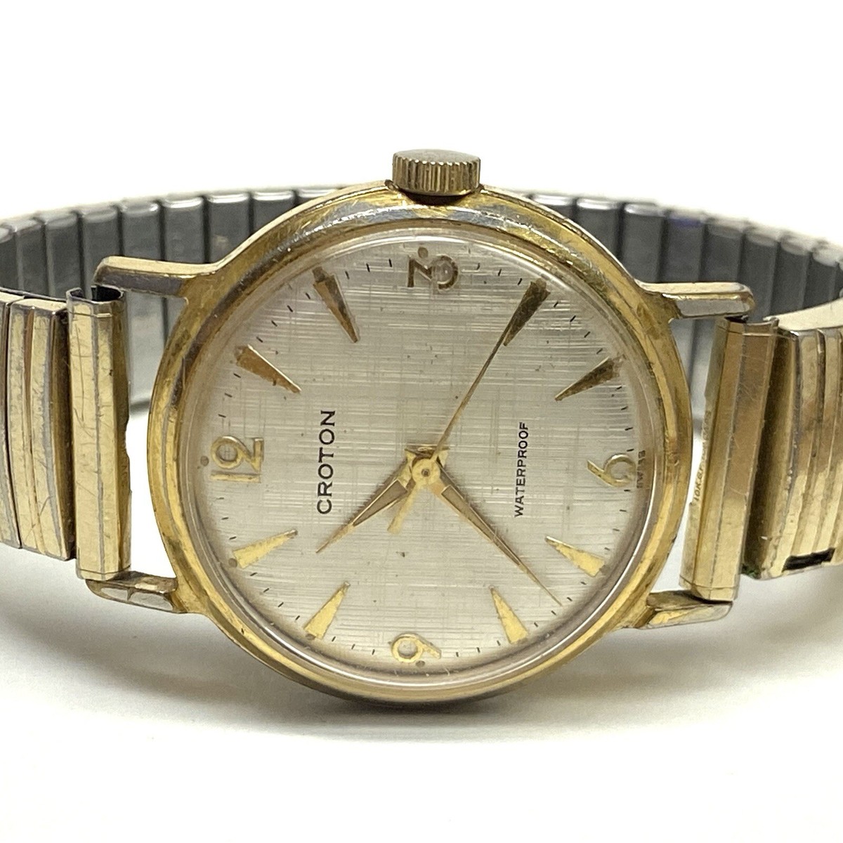 【国内即発送】 Croton Waterproof Vintage Tone Gold 32mm Men's Jewel 17 アナログ(手巻き)