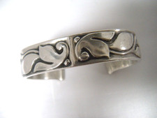 Evald Nielsen Sterling Silver Cuff Bracelet Denmark Copenhagen 1905-1939 RARE