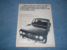 1969 Alfa Romeo 1750 Berlina Vintage Ad "There's Only One Sedan Anywhere..."