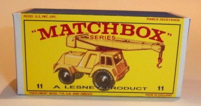 Matchbox Lesney No 11  Taylor Jumbo Crane Empty Repro E  Box