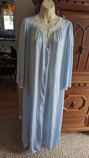 Vintage SHADOWLINE Long Sleeved Button Up Nylon Robe or Nightgown Size M