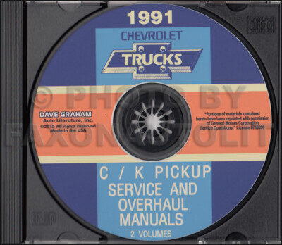 1991 Chevy Ck Pickup Shop Manuell Set Auf CD Truck 454SS Cheyenne Silverado