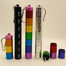 Aluminum Pill Container Pocket Pill Case Portable Pill Box 7 Compartments Pill