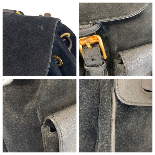 Gucci Bamboo Black Gold Hardware Suede Leather Backpack Women's Used JAPAN Black - Picture 4 of 12