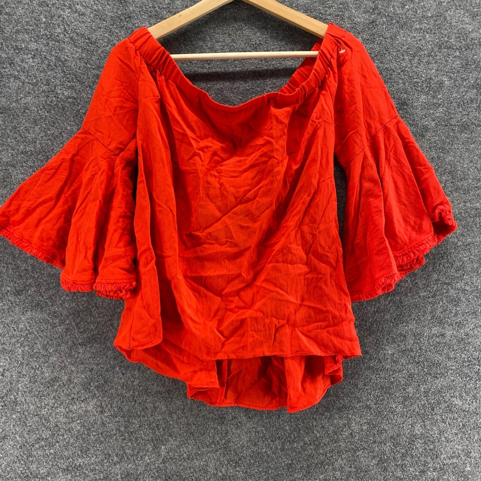 Blusa Forever 21 Mujer M Mediana Roja Manga 3/4 Cuello Redondo Pullover Informal Sólida Foto 4 de 4