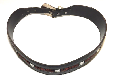 Vintage black leather belt with handmade custom buckle Casual Vintage Look Custom Handmade Belt Black Water Buffalo  main image 2