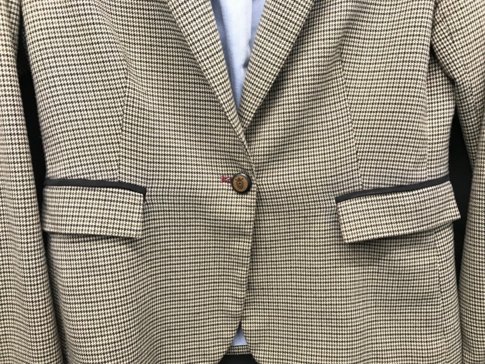 FILA Blazer Savile Row Co pied de poule donna taglia M toppe gomito giacca preppy