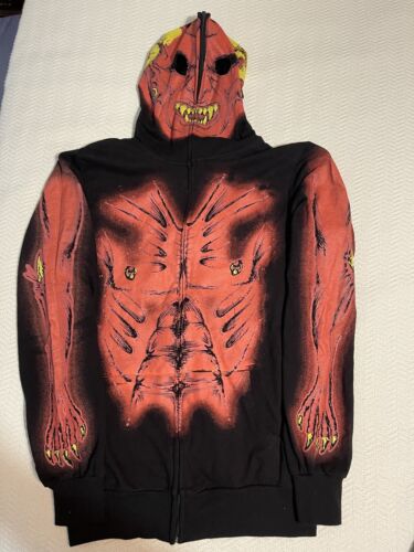 HOT TOPIC Black Devil Full Face Zip Up Unisex Hoody Size: Small