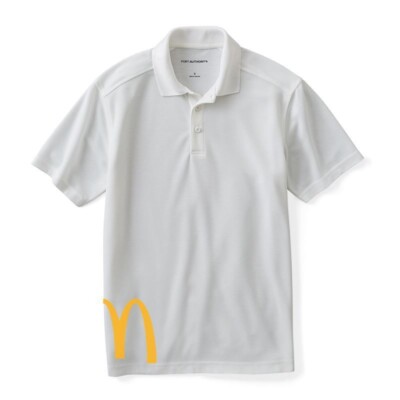 RARE McDonald's White Men's Performance Pique Polo Shirt Golden