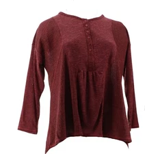 DG2 Diane Gilman Oversized Mixed Media Henley Top Rose S NWOT (844)