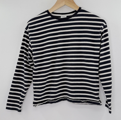Zara Girl’s 100% Cotton Black & White Striped Long Slv Shirt Sz 11-12 Academia