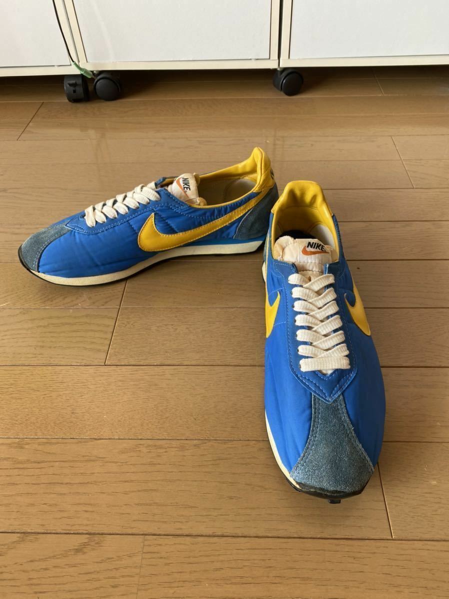 NIKE Waffle Trainer Blue x Yellow Made in Japan Men's US10 70s Vintage Rare Used 長期在庫品 NIKE 77〜79 WAFFLE JAPAN IN MADE TRAINER スニーカー