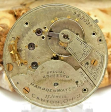 Antique Pocket watch movement Hampden Special Adjusted 18S OF railroad grade