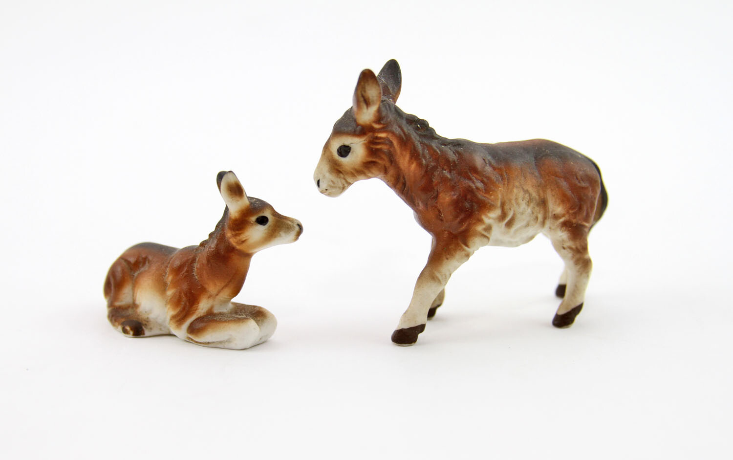 2 Vintage Fine Bone China Miniature Donkey Figurine Pair eBay