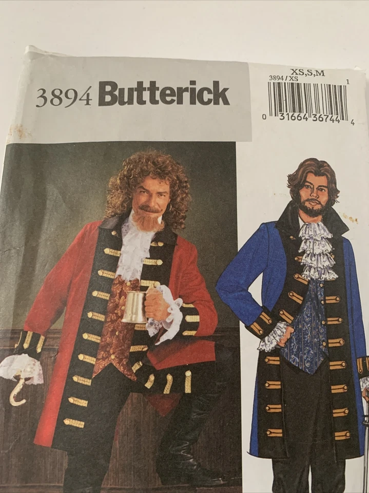 Butterick 3894 Men's Pirate Costume XS, S, M, UNCUT - Image 4 of 4