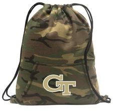 Georgia Tech Camo Drawstring Backpack Georgia Tech Logo Hoody Style Cinch Pack B