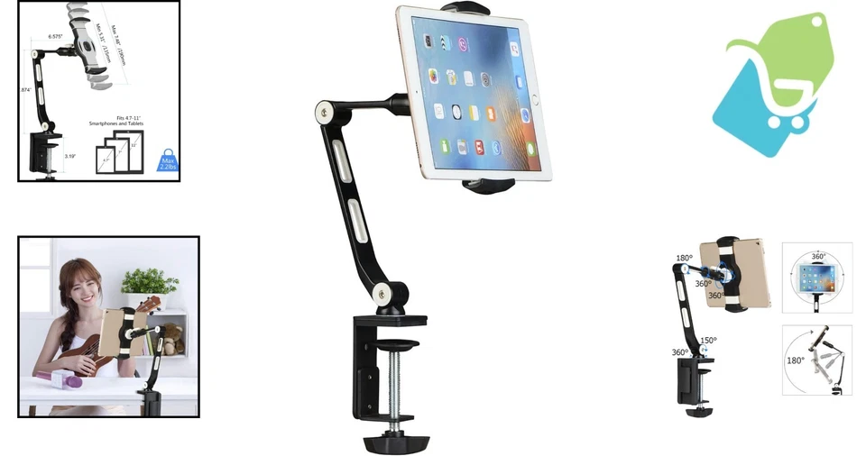 Universal Desk Mount Stand for iPad, iPhone & More - 360° Rotation & Adjustable - Image 2 of 4