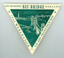 1939 Unused San Francisco Golden Gate International Exposition Decal, 5 Inches