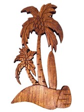 16 PALM TREE SURFBOARD NATURAL DESIGN TROPICAL TIKI SIGN WALL HANGING ART HOME