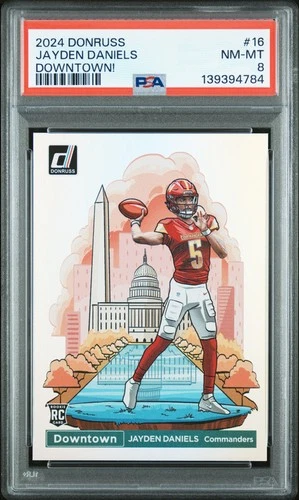 2024 PANINI DONRUSS DOWNTOWN! #16 JAYDEN DANIELS PSA 8