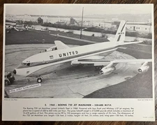 UNITED AIR LINES BOEING 720 JET Vintage Aviation Airlines Archives 8.5x11” Photo