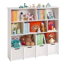 Uimoso Toy Storage Organizer 3-Tier Wooden Cabinet 11 Section Cubbies Drawers