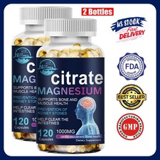Magnesium Citrate 1000mg Capsules Super Strong Effective Vegan 2×120 Capsules