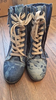 Damen  Stiefelette, Rock Rebell, EMP  Gr. 39, Jeansstoff, Schnallen