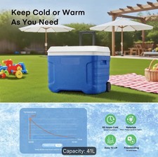 41L Portable Cool Box Cooler with Wheels & Handle – Keeps Ice Cold Up to 4 Days