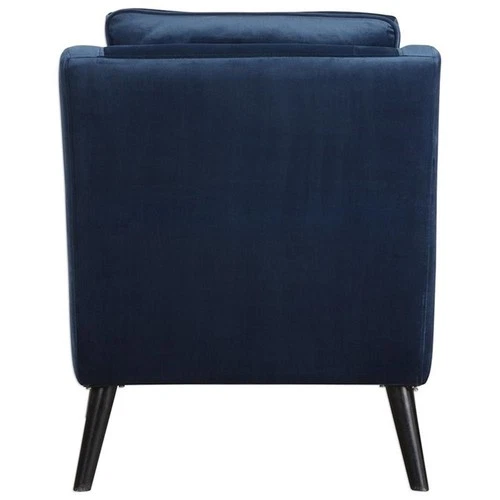 Uttermost OBrien Contemporary Wood and Fabric Arm Chair in Blue and Black - Picture 5 of 11