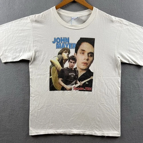 John Mayer Shirt Mens Large White Sprinter Tour 2000s vintage concert t-shirt, vintage, size L, single stitch, B+ condition