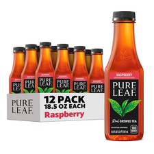 Pure Leaf Iced Tea, Raspberry, Real Brewed Tea, 18.5 Fl Oz Bottles Pack of 12 