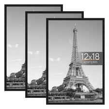 12x18 Picture Frame Black 3 Pack, Scratch-Proof Poster Frames 12 x 18 for Pho...