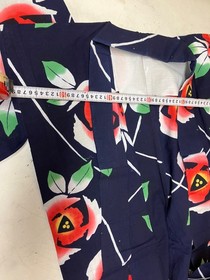 Vintage Japanese Yukata Navy Camellia Floral Summer Kimono