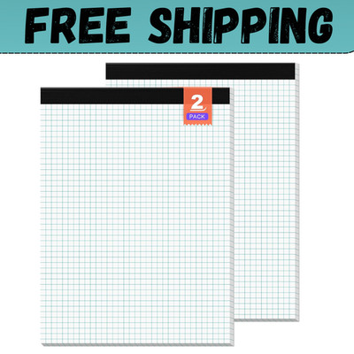 Graph Paper, Grid Paper 8.5 x 11 Graph Paper Pad, [2 Pack] Quad Ruled Grid Paper
