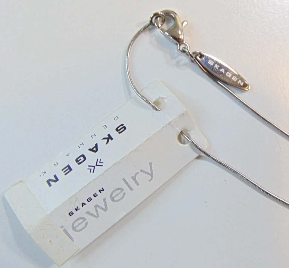 Skagen Denmark Stainless Steel Modernist Pendant Necklace Swarovski Crystal NWT - Image 3 of 4