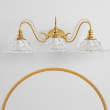 3 Light Bathroom Vanity Light Antique Brass Clear Glass 25.2" Wall Sconce