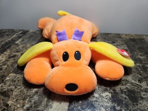 TY Pillow Pal Woof Orange & Yellow Dog Plush 1998