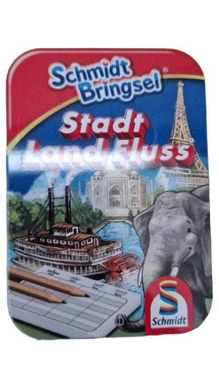 Schmidt Stadt Land Fluss Mitbringspiel Metalldose Reisespiel ab 7 J.