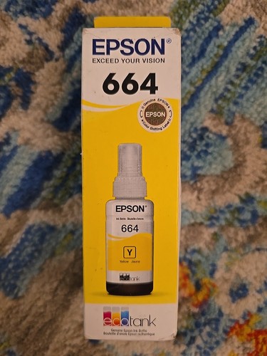 Genuine Epson T664 Yellow Ecotank Refill Ink Bottle 70mL NEW SEALED 2/2022 - 第 1/5 張圖片