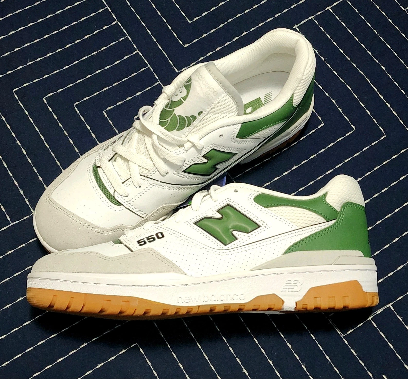 New Balance 550 verde pino bianco taglia 9 5 con suola in gomma BB550ESB