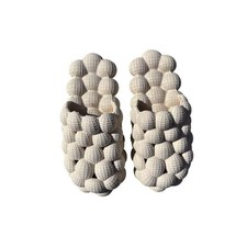 Unbranded Bubble Slides Unisex XL Cream Good Textured Massage Cloud Slippers