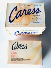 3 Total Caress Silk Peach Body Bar Soap 4.75oz 2 Pack &  Daily Silk 1 Bar VTG
