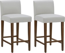 CHITA Counter Height Bar Stools Set of 2 27" H Seat Barstools PU Leather Gray