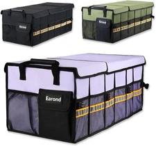 Car Trunk Organizer with Lid,Collapsible Storage Without Cooler, Cyan 